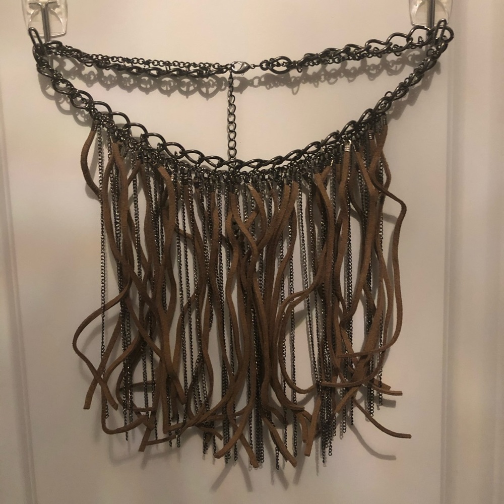 Brown tassel choker